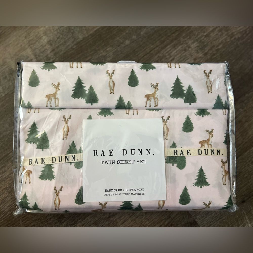 Rae Dunn Pink‎ Holiday Twin Sheet Set